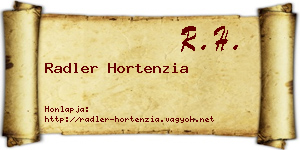 Radler Hortenzia névjegykártya